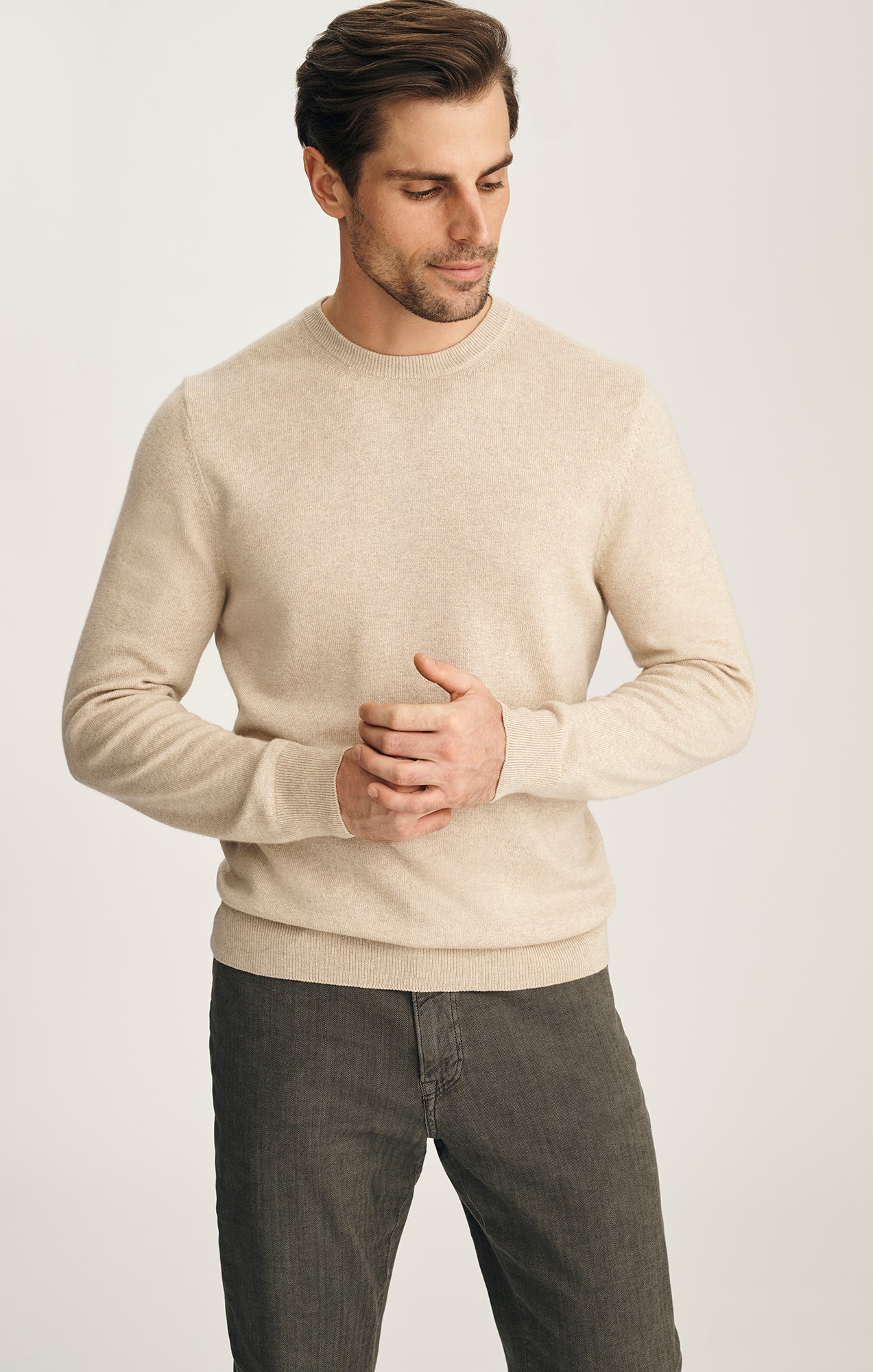 Cashmere Crew Neck Sweater In Beige