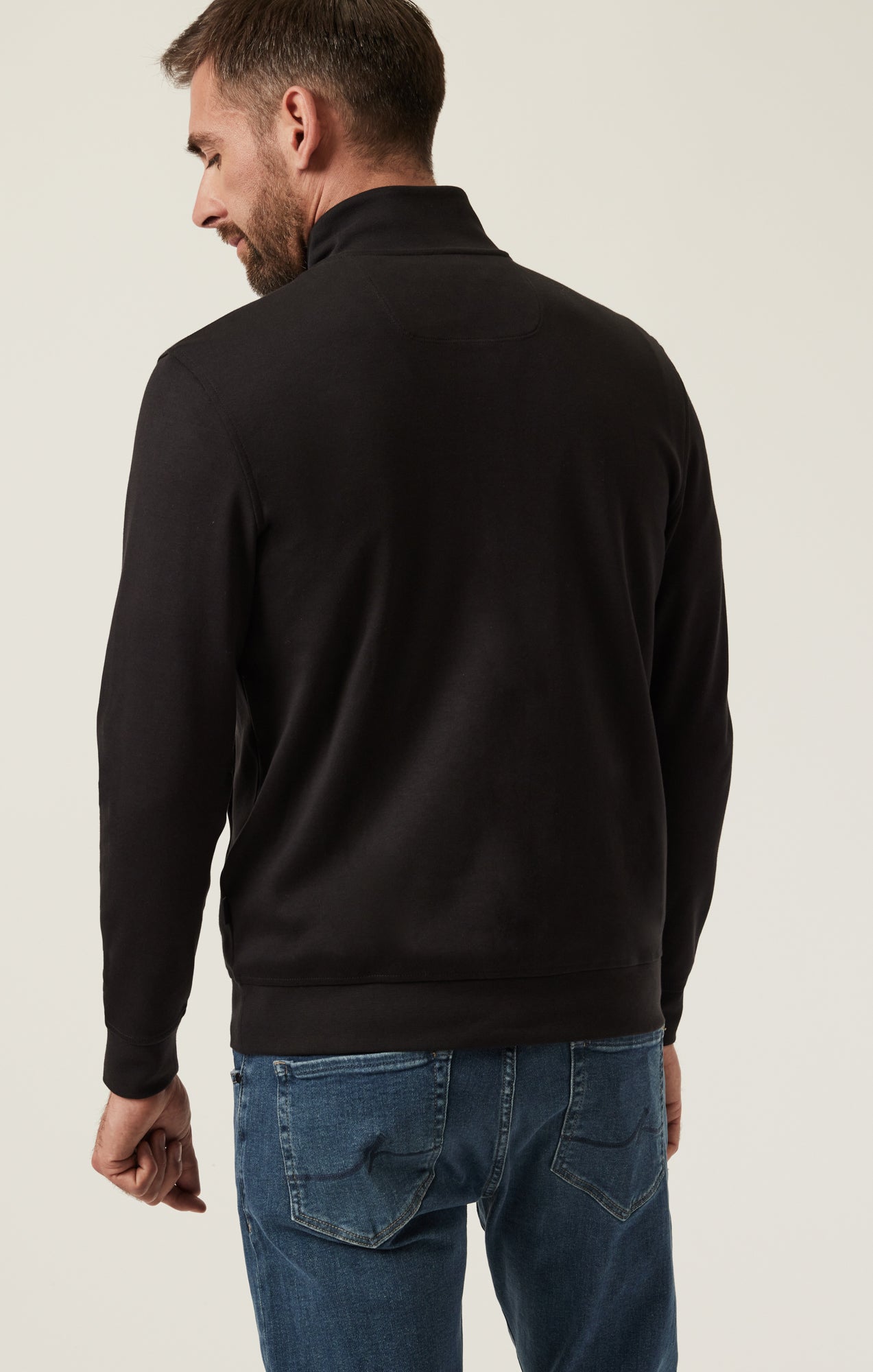 34 Heritage Men's High Neck Zip-Up Sweater In Black