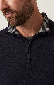 Cashmere Quarter Zip Sweater In Dark Navy