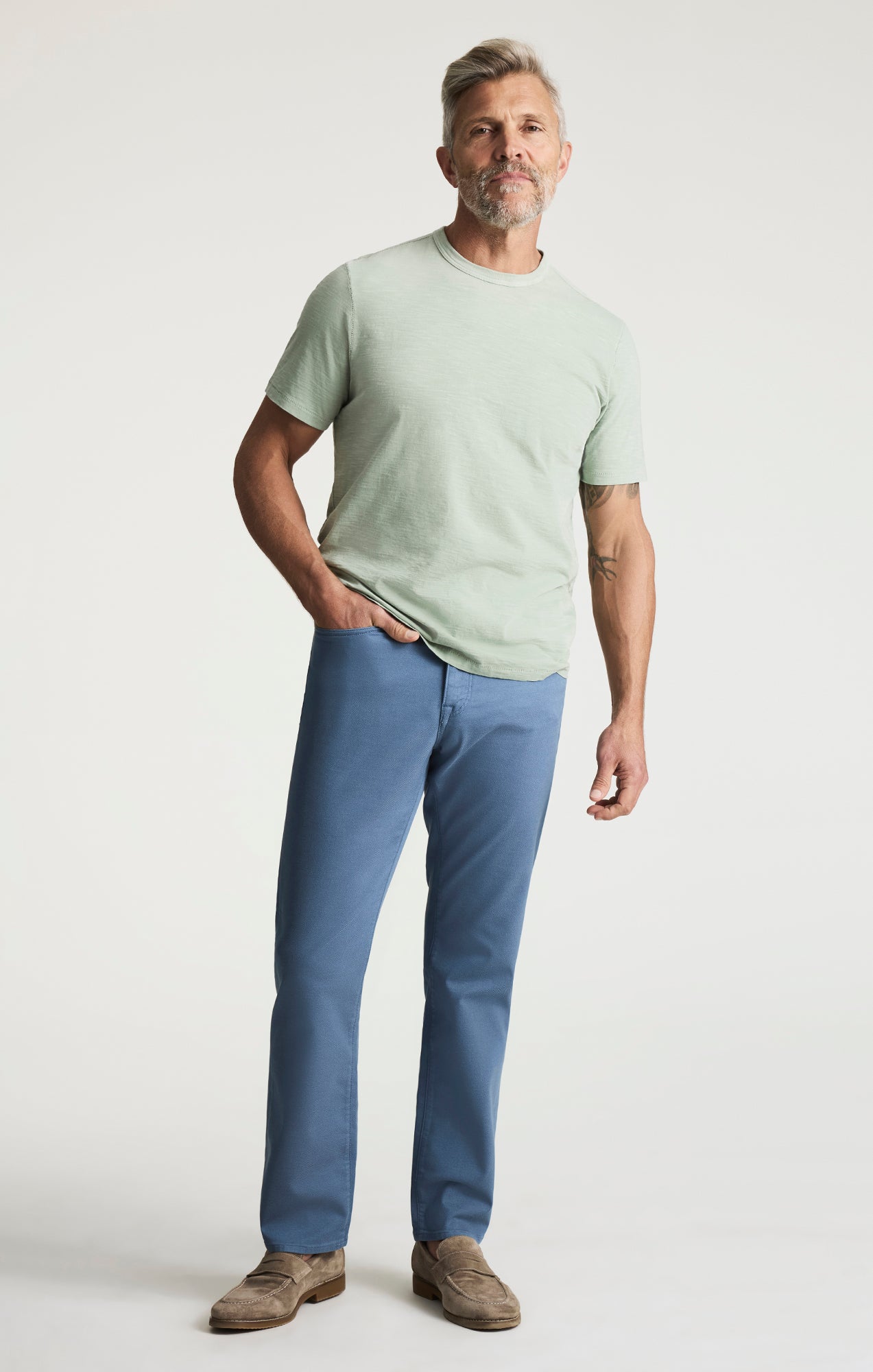 Slub Crew Neck T-Shirt In Iceberg Green