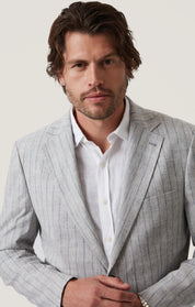 Matteo Checked Blazer in Grey Melange