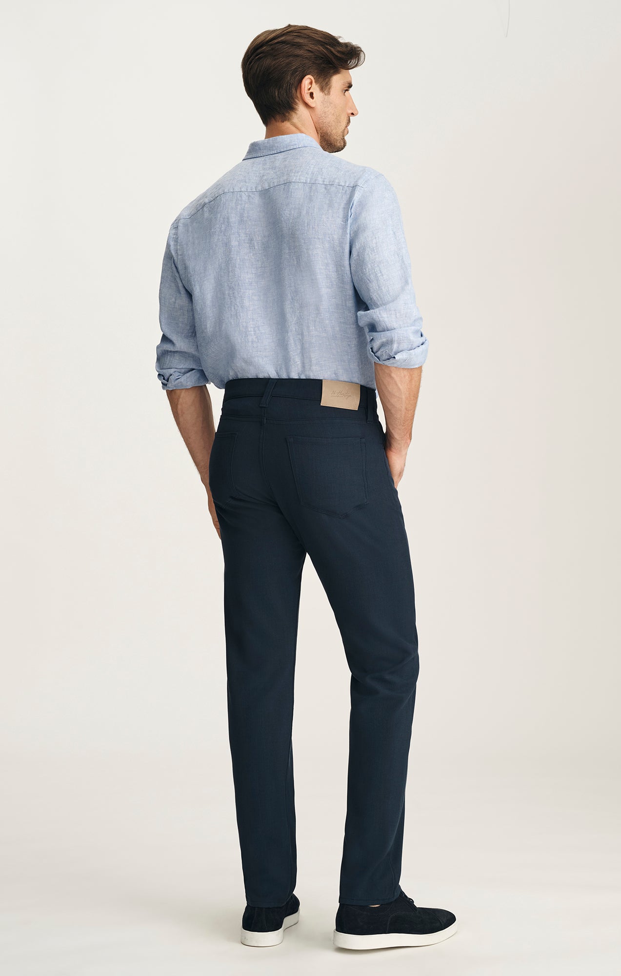 Courage Straight Leg Pants In Deep Ocean Cross Twill