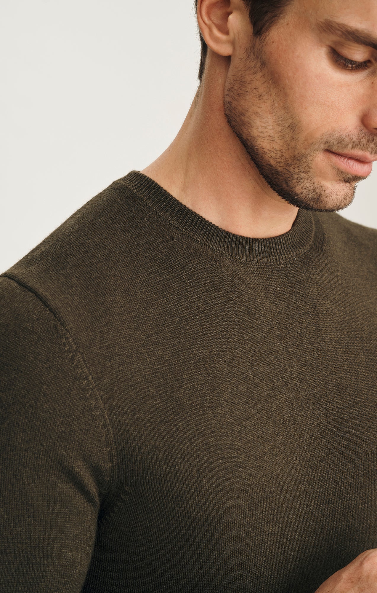 Cashmere Crew Neck Sweater In Khaki