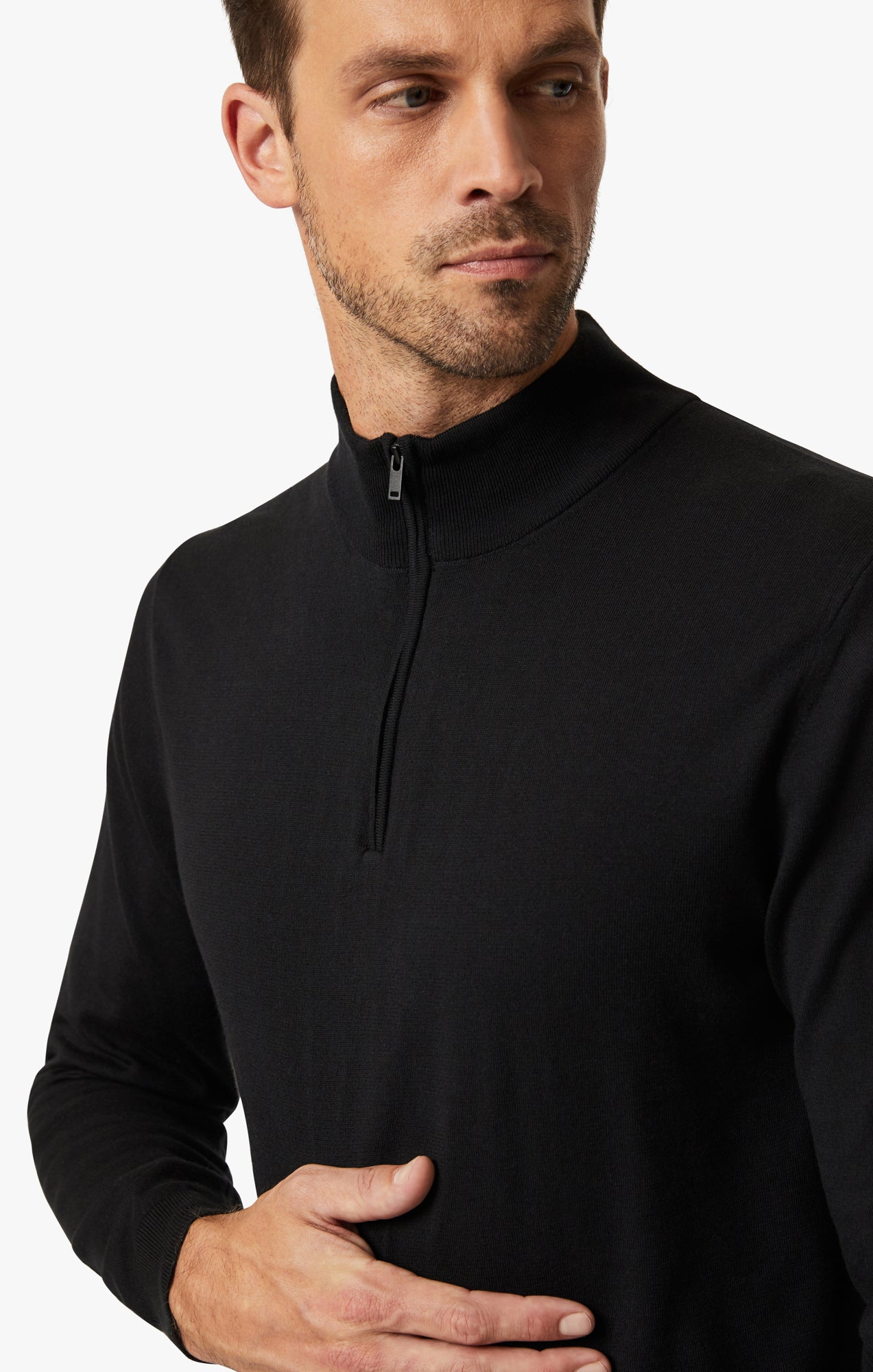 Quarter Zip Sweater In Black Image 6