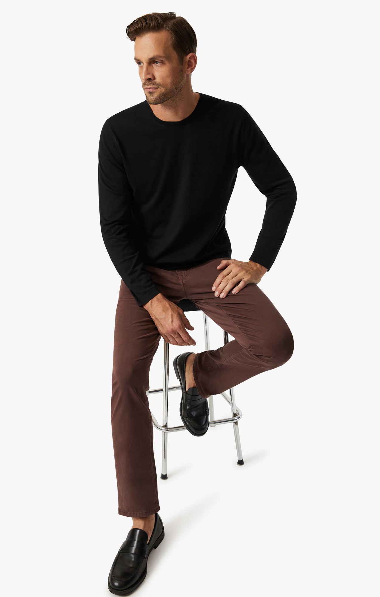 Charisma Relaxed Straight Leg Pants In Mahogany Twill – 34 Heritage
