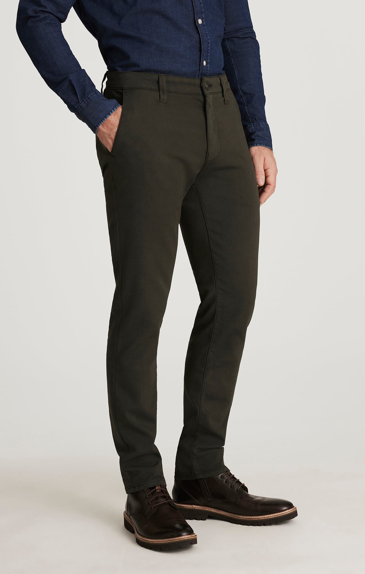 Verona Slim Leg Chinos in Dark Olive High Flyer