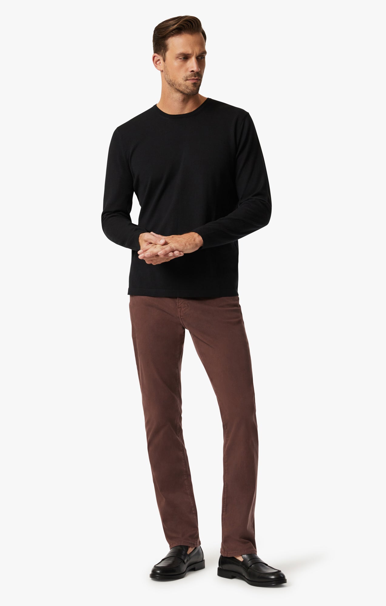 Charisma Relaxed Straight Leg Pants In Mahogany Twill – 34 Heritage