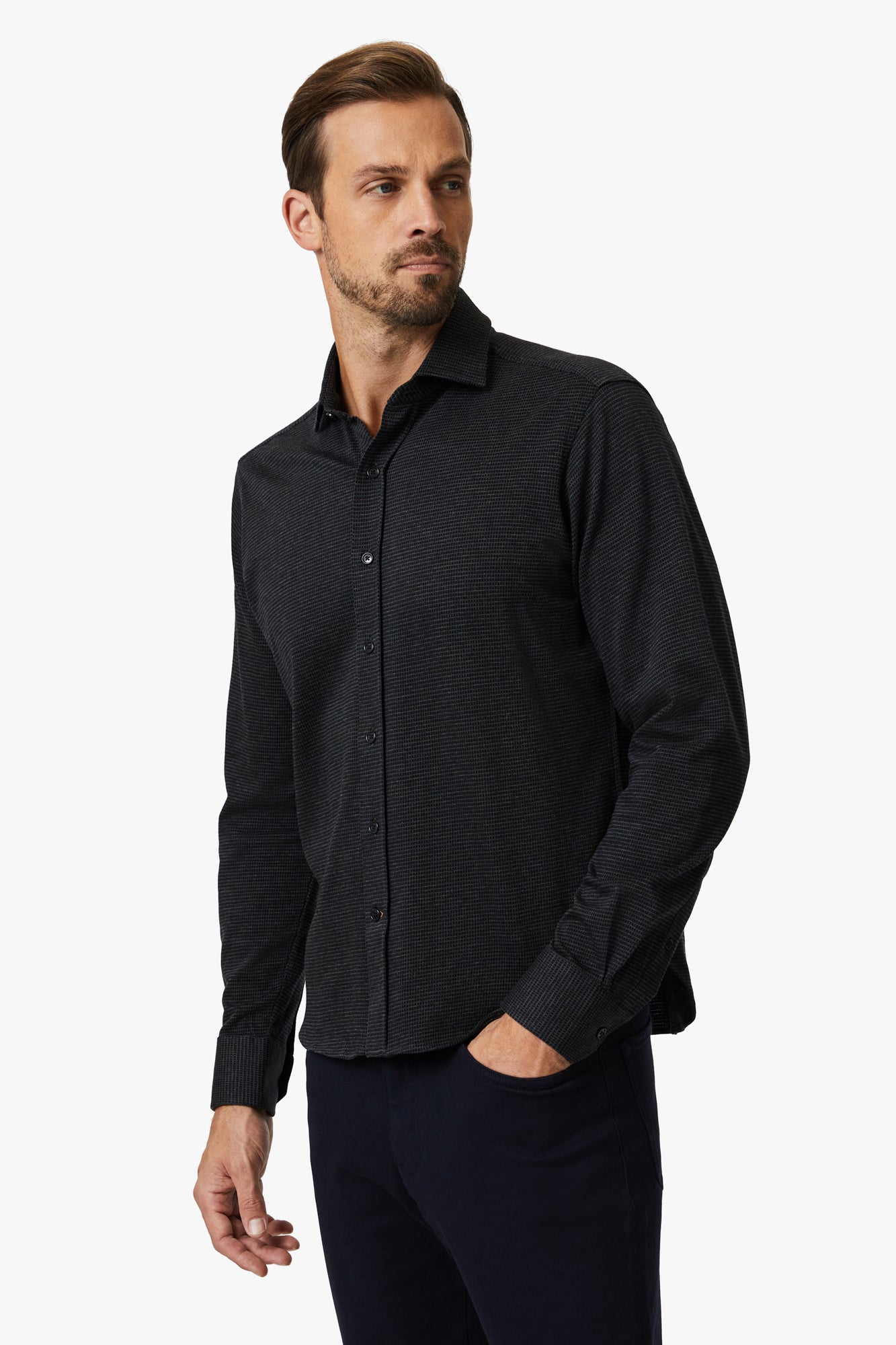 Structured Shirt In Dark Grey Image 3