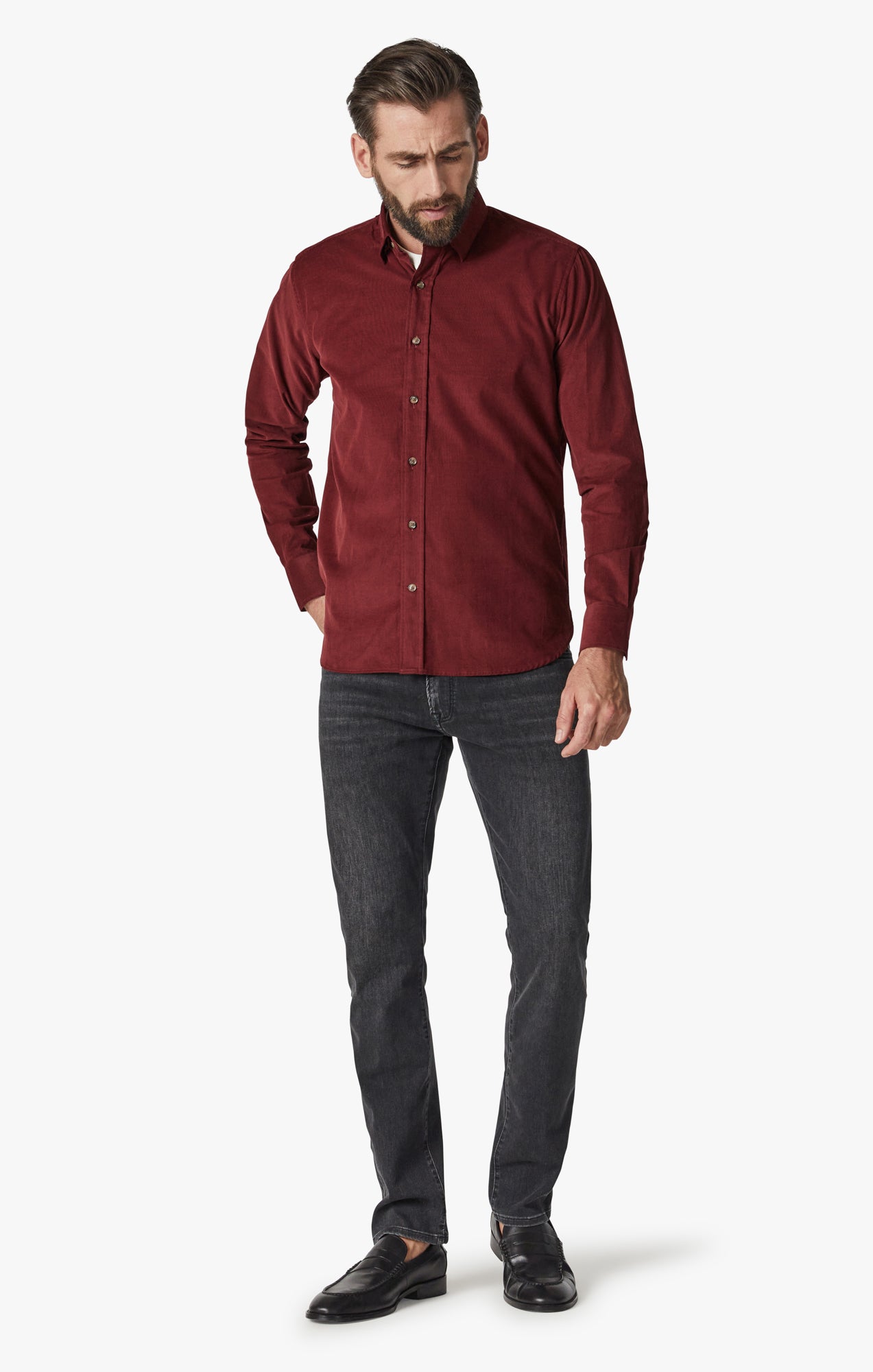 corduroy dress shirt men CODE-ZERO Corduroy Shirt Men Rib Blue XL