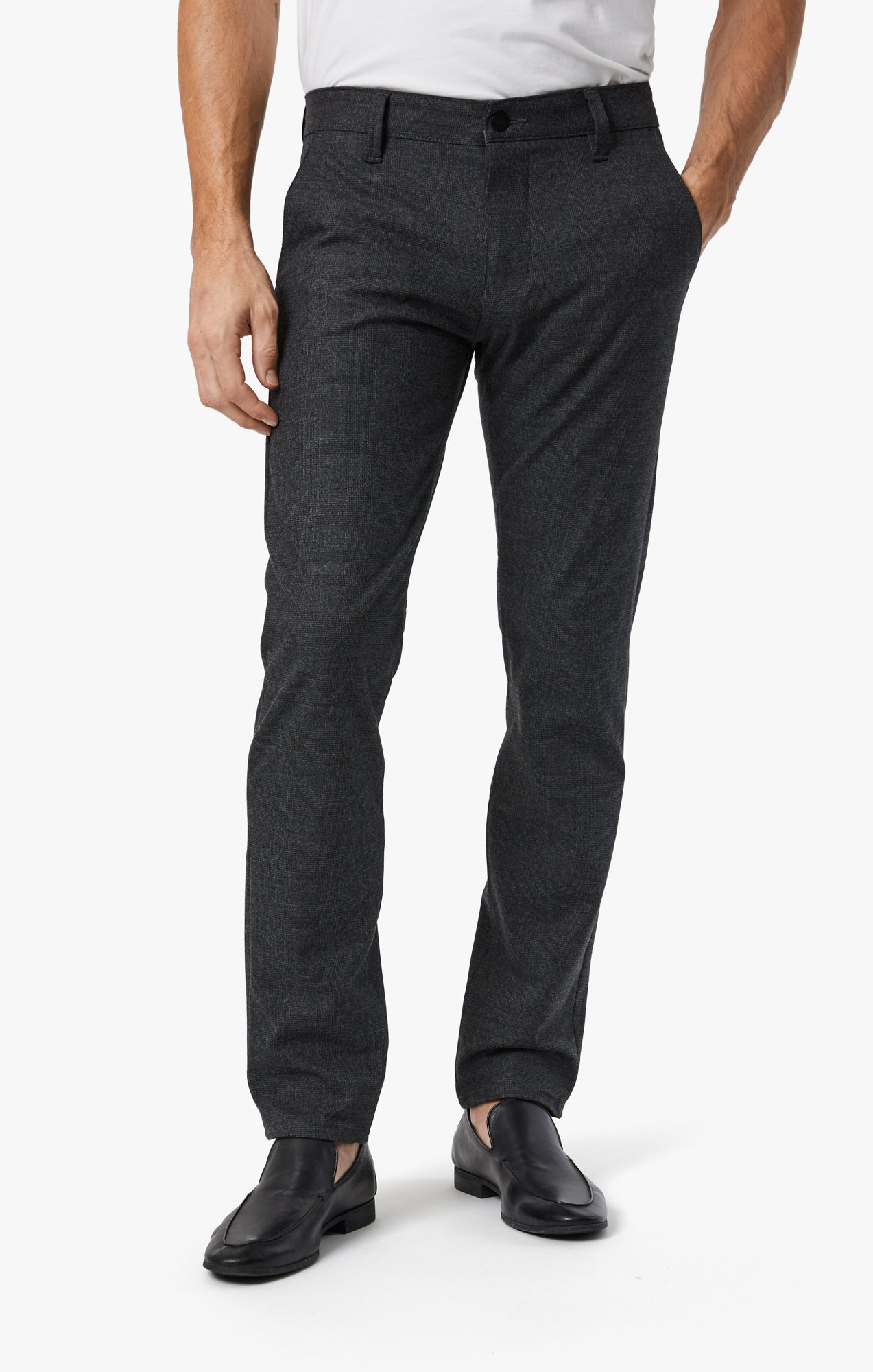 Verona Straight Leg Chino Pants In Smoke Elite Check