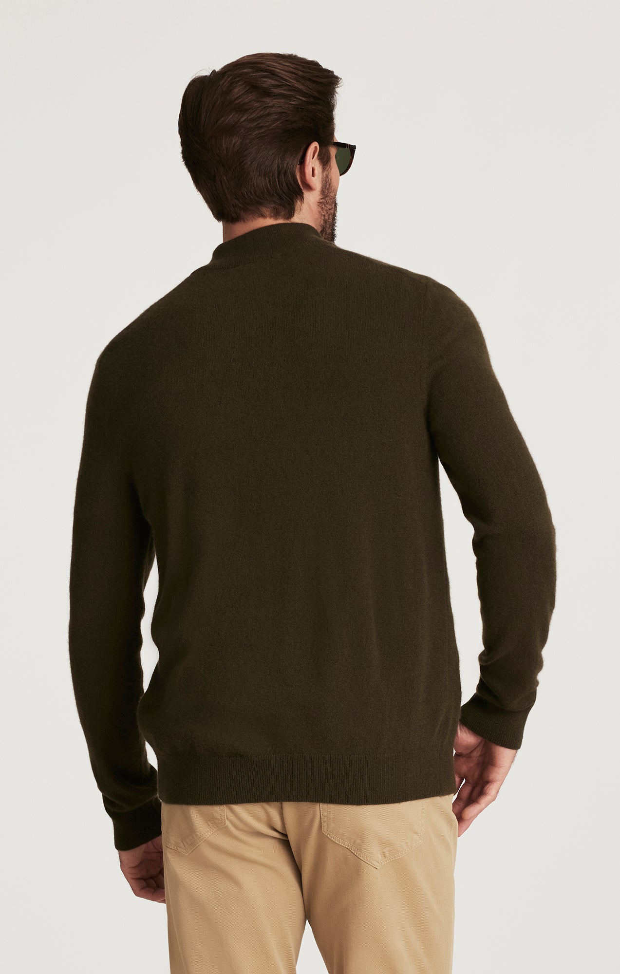 Cashmere Quarter Zip Sweater In Khaki