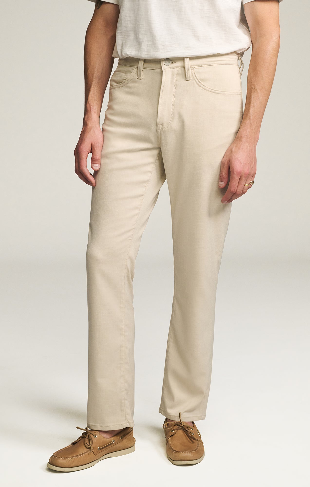 Charisma Relaxed Straight Pants in Cream Cross Twill