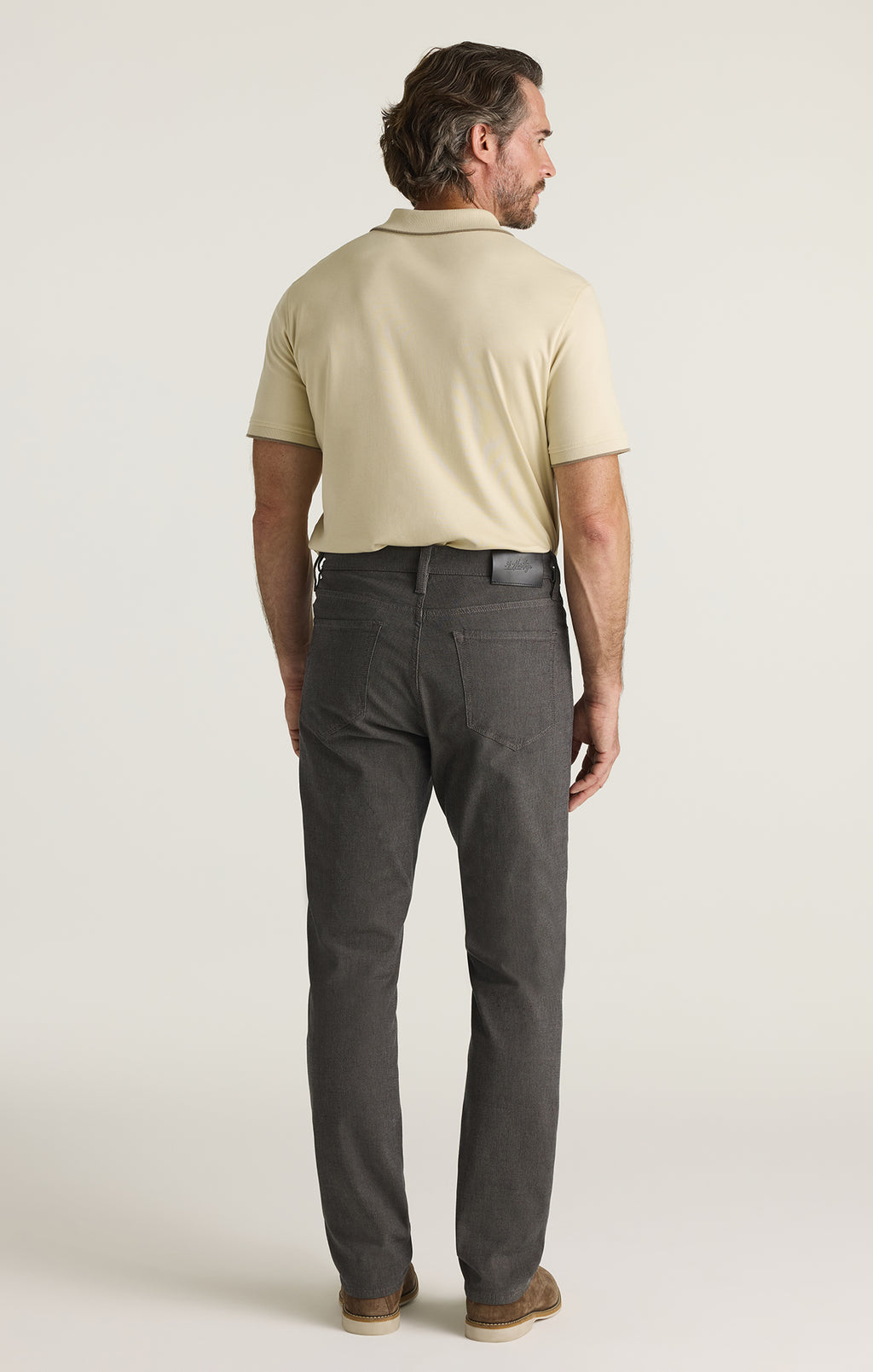 Charisma Relaxed Straight Pants in Grey Herringbone