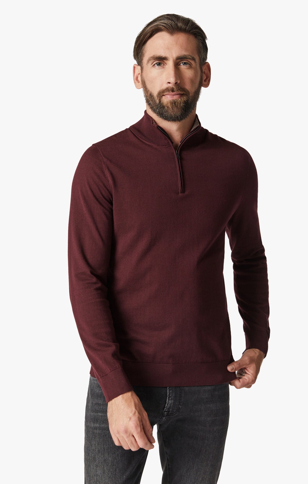 Quarter Zip Sweater In Decadent Chocolate Image 1