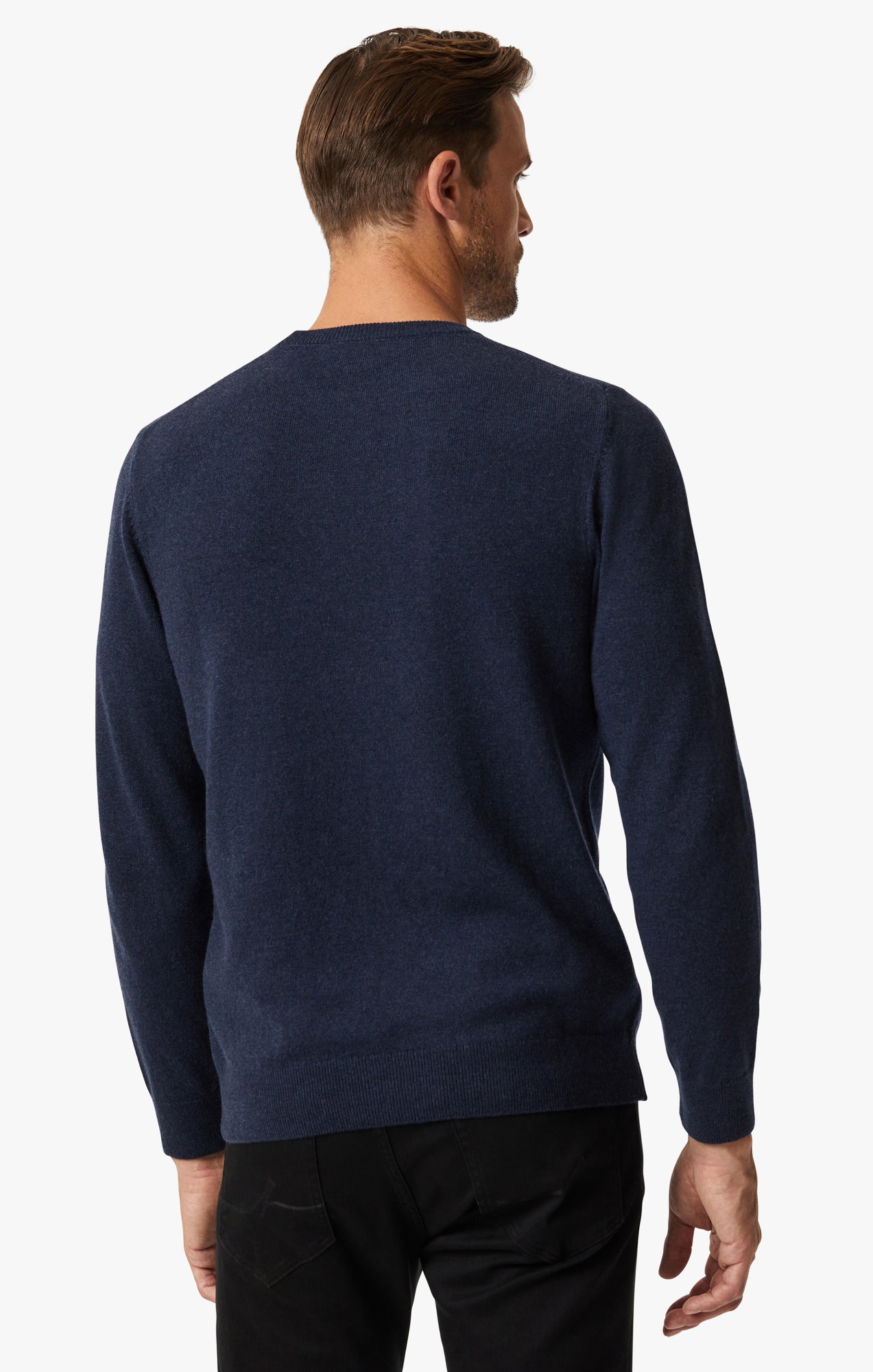 Cashmere Crew Neck Sweater In Navy Image 4