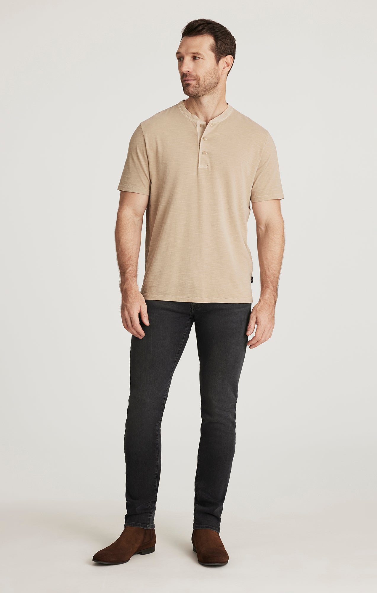 Slub Henley T-Shirt in Twill