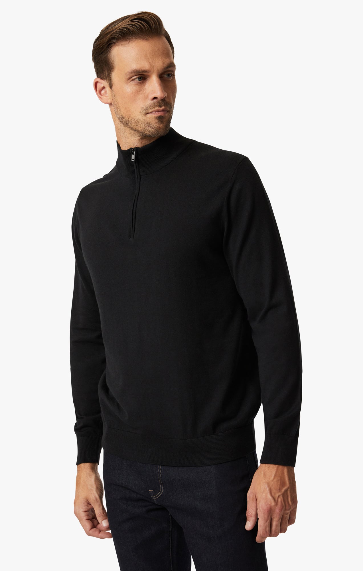 Quarter Zip Sweater In Black Image 2