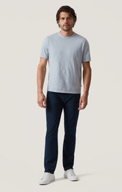 Slub Crew Neck T-Shirt in Blue Fog