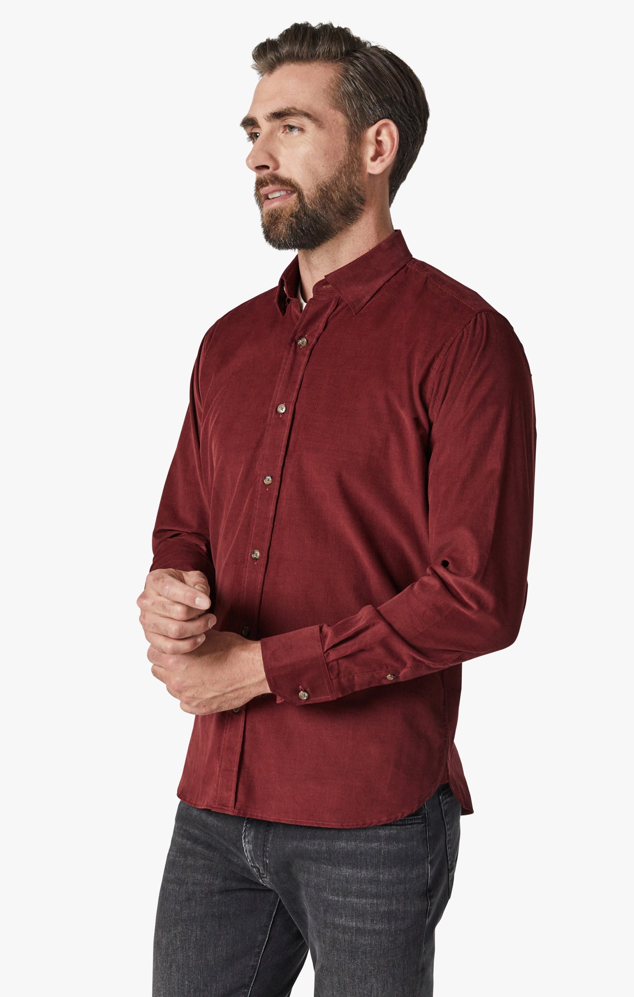 34 Heritage - Men's Corduroy Shirt - Medium / Bordeaux 34 Heritage - Men's Corduroy Shirt - Medium / Bordeaux