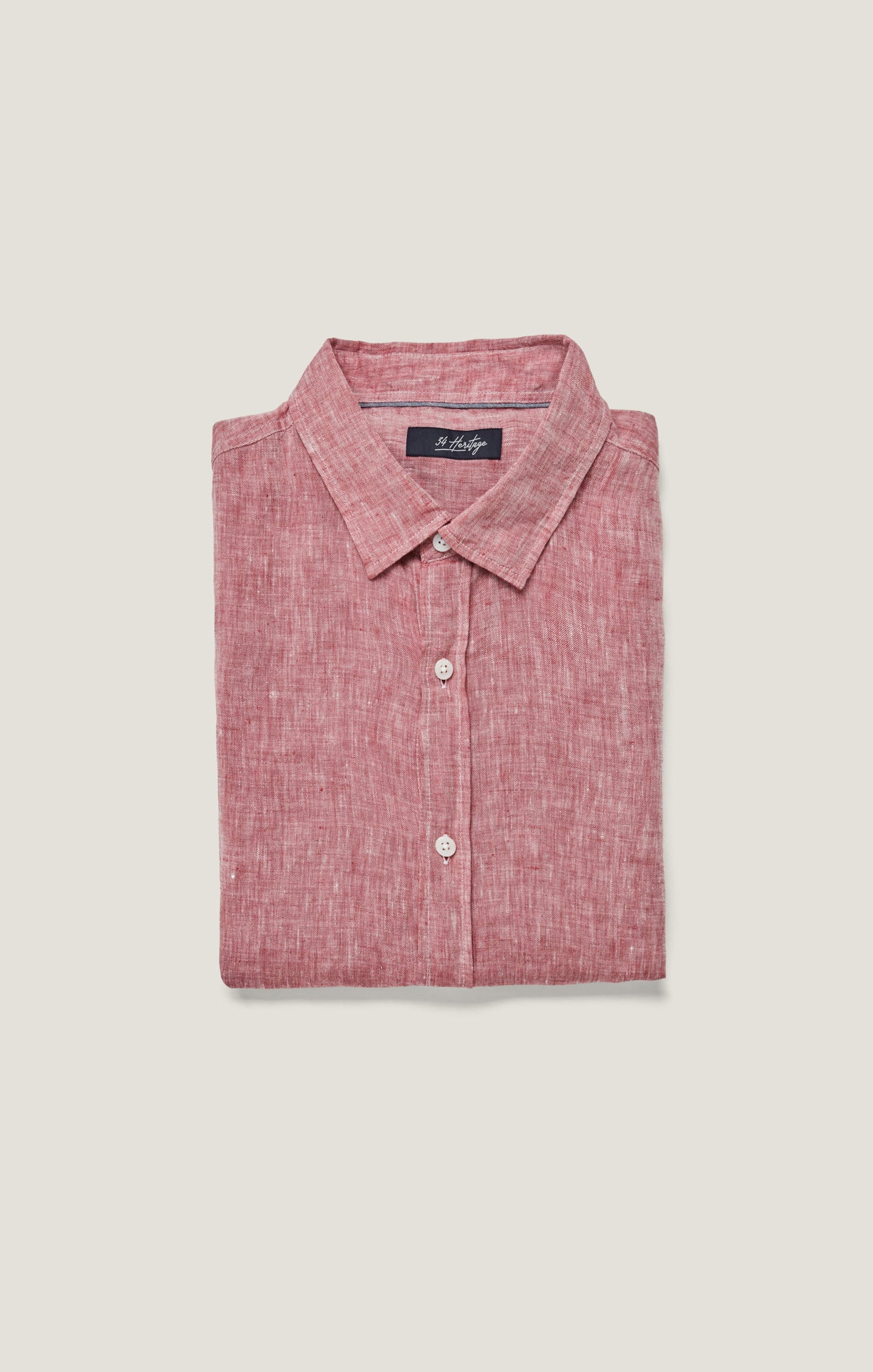 Linen Short Sleeve Shirt in Red