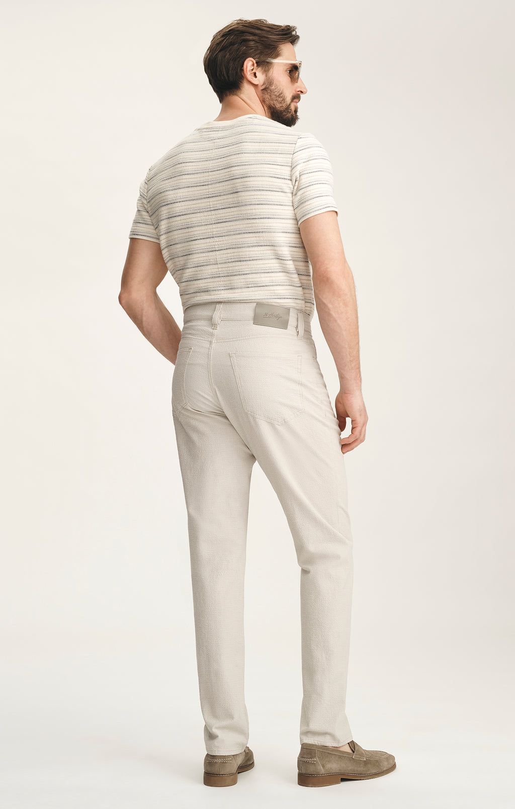 Charisma Relaxed Straight Pants In Stone Seersucker
