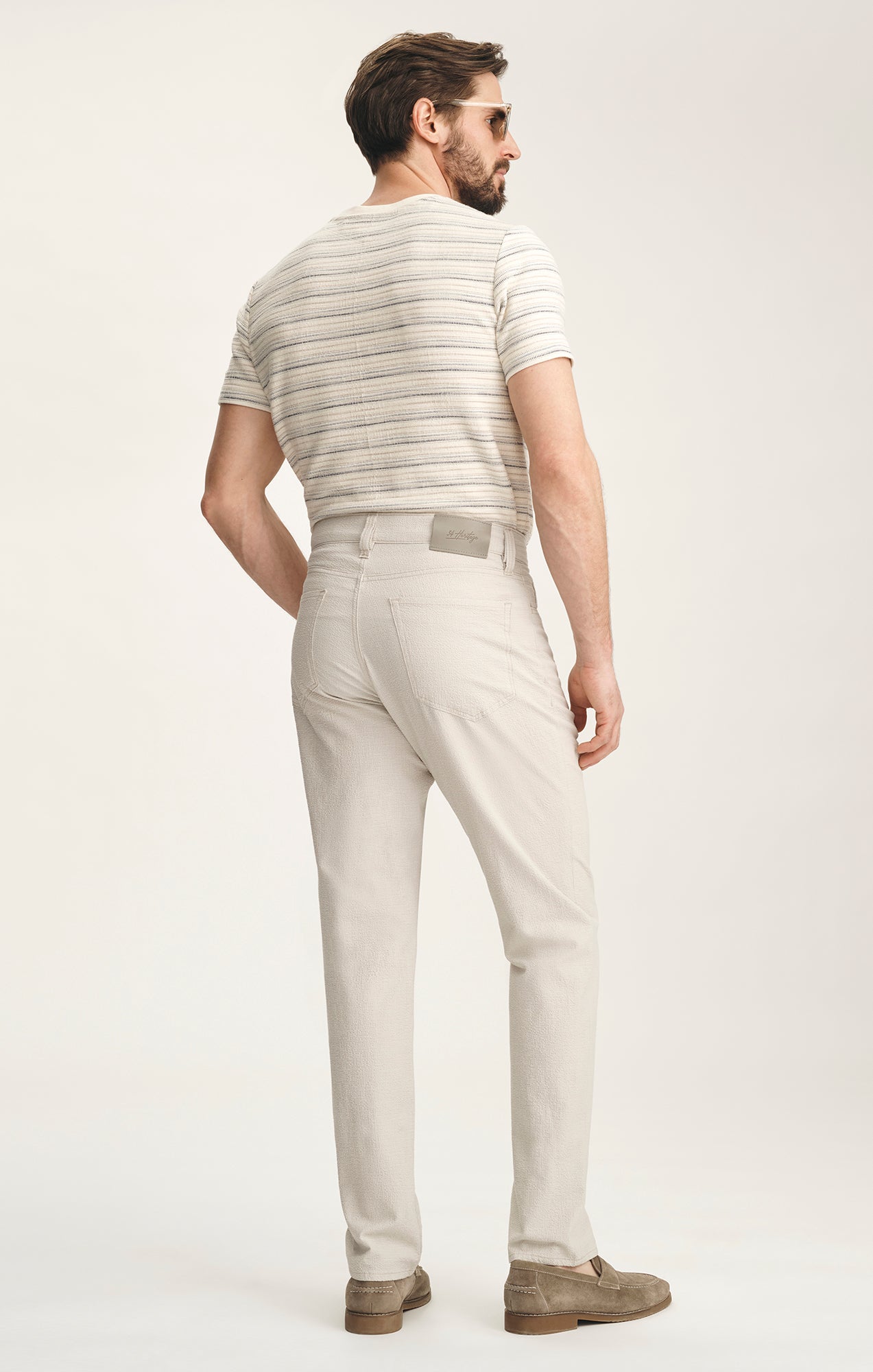 Charisma Relaxed Straight Pants In Stone Seersucker