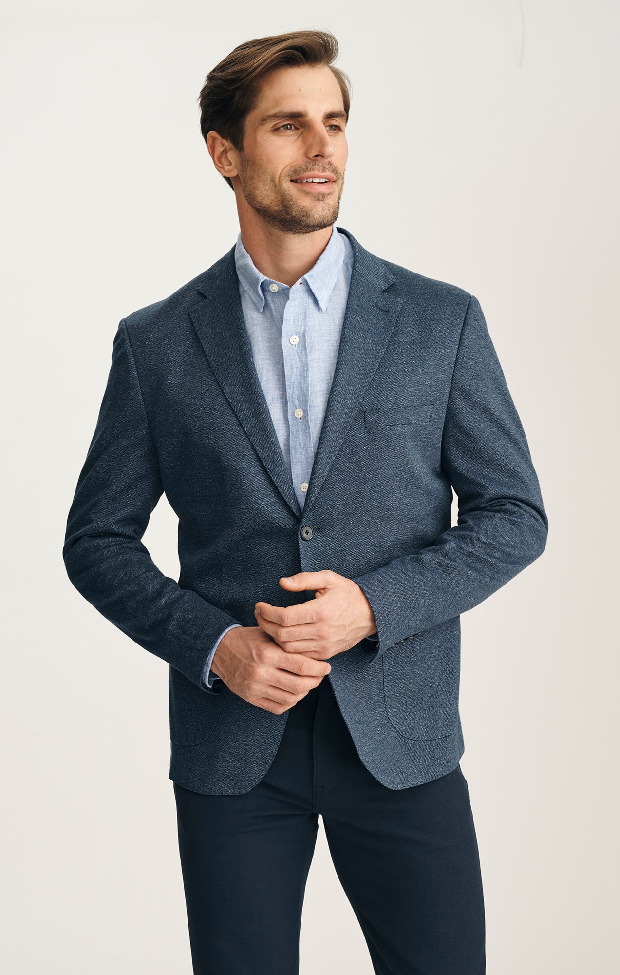 Matteo Melange Blazer In Navy