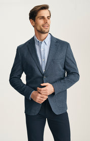 Matteo Melange Blazer In Navy