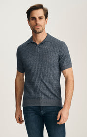Melange Polo Sweater In Indigo