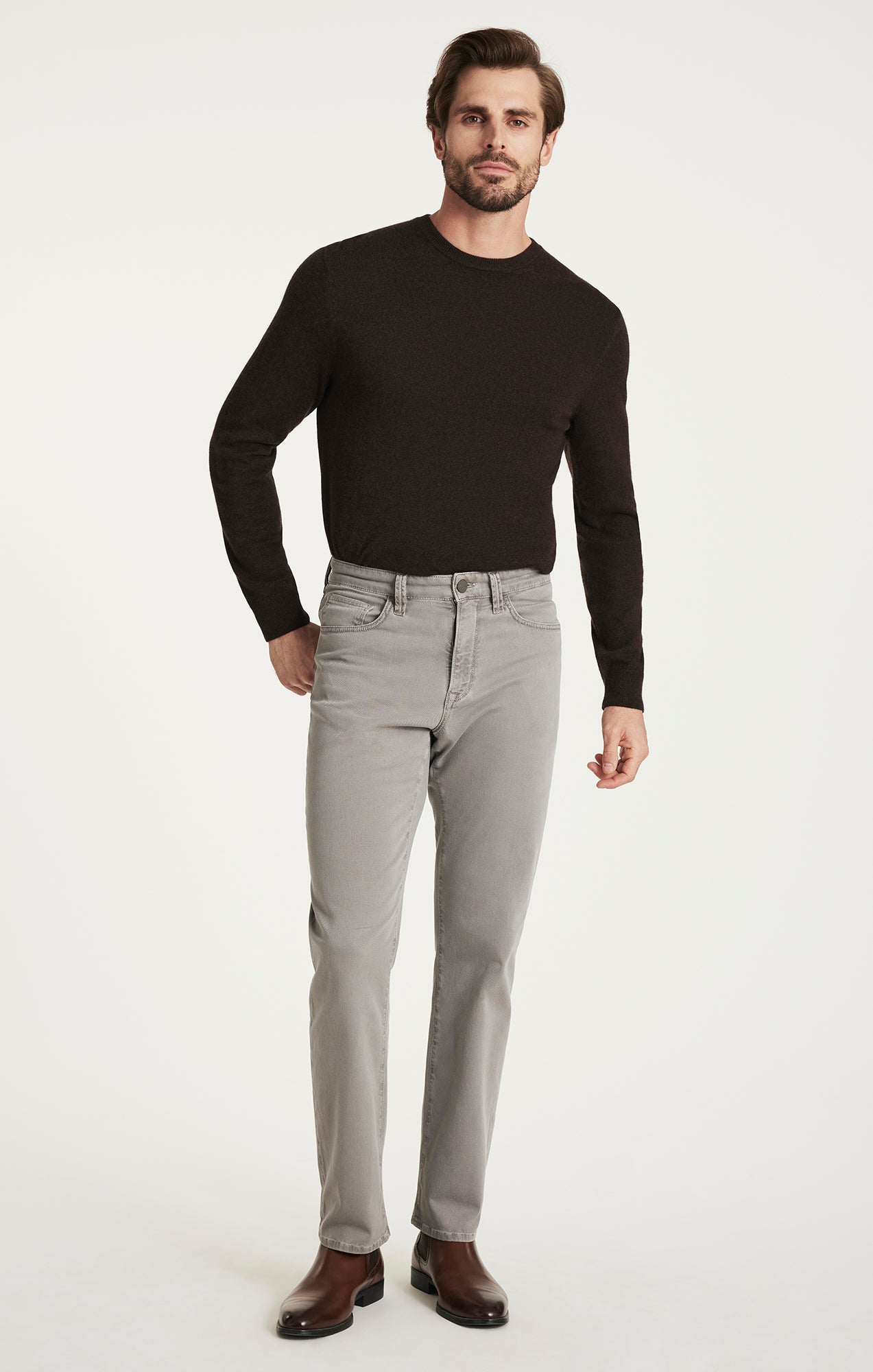 Charisma Relaxed Straight Pants in Grey Honeycomb