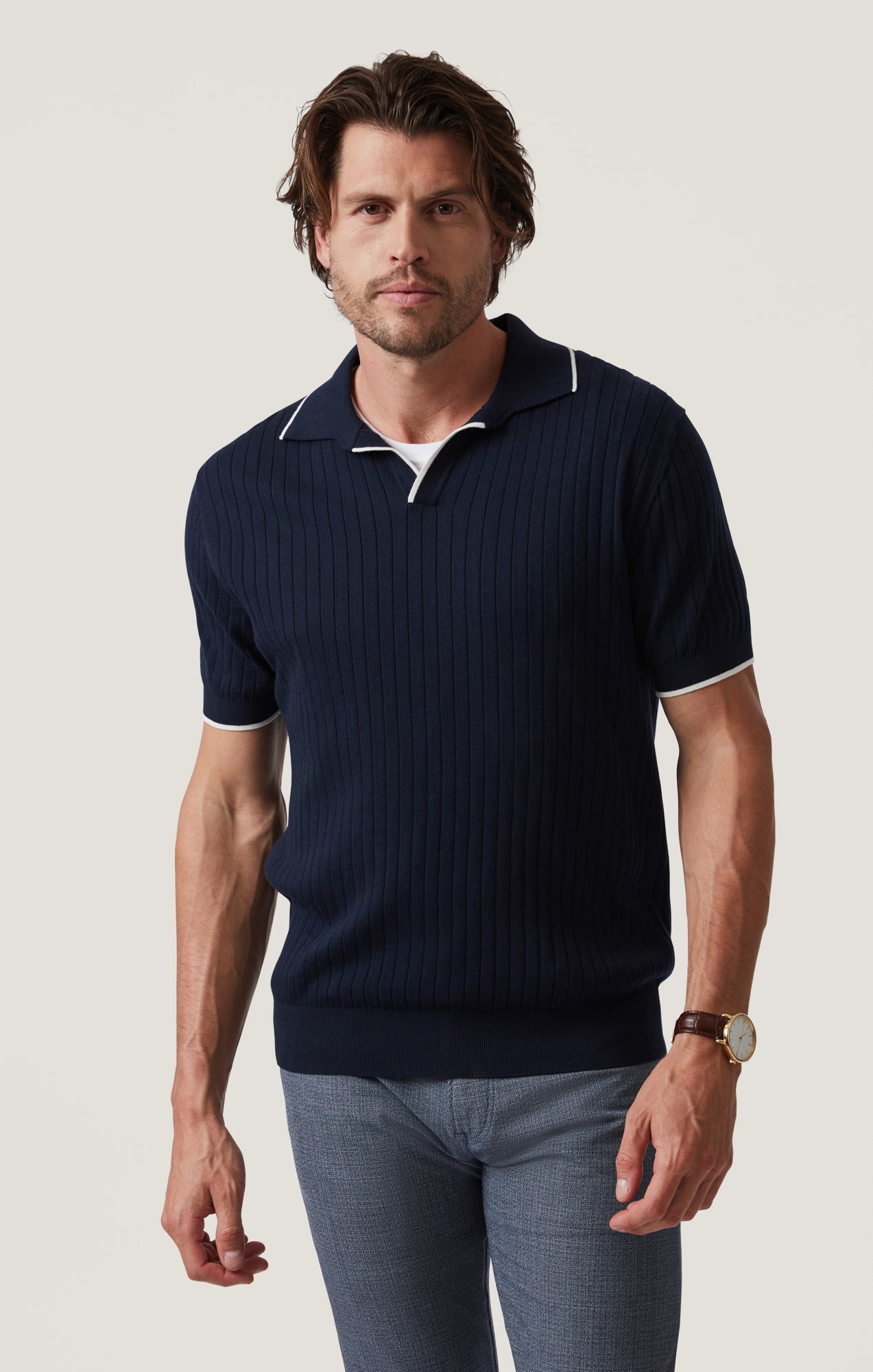 Polo Sweater in Navy