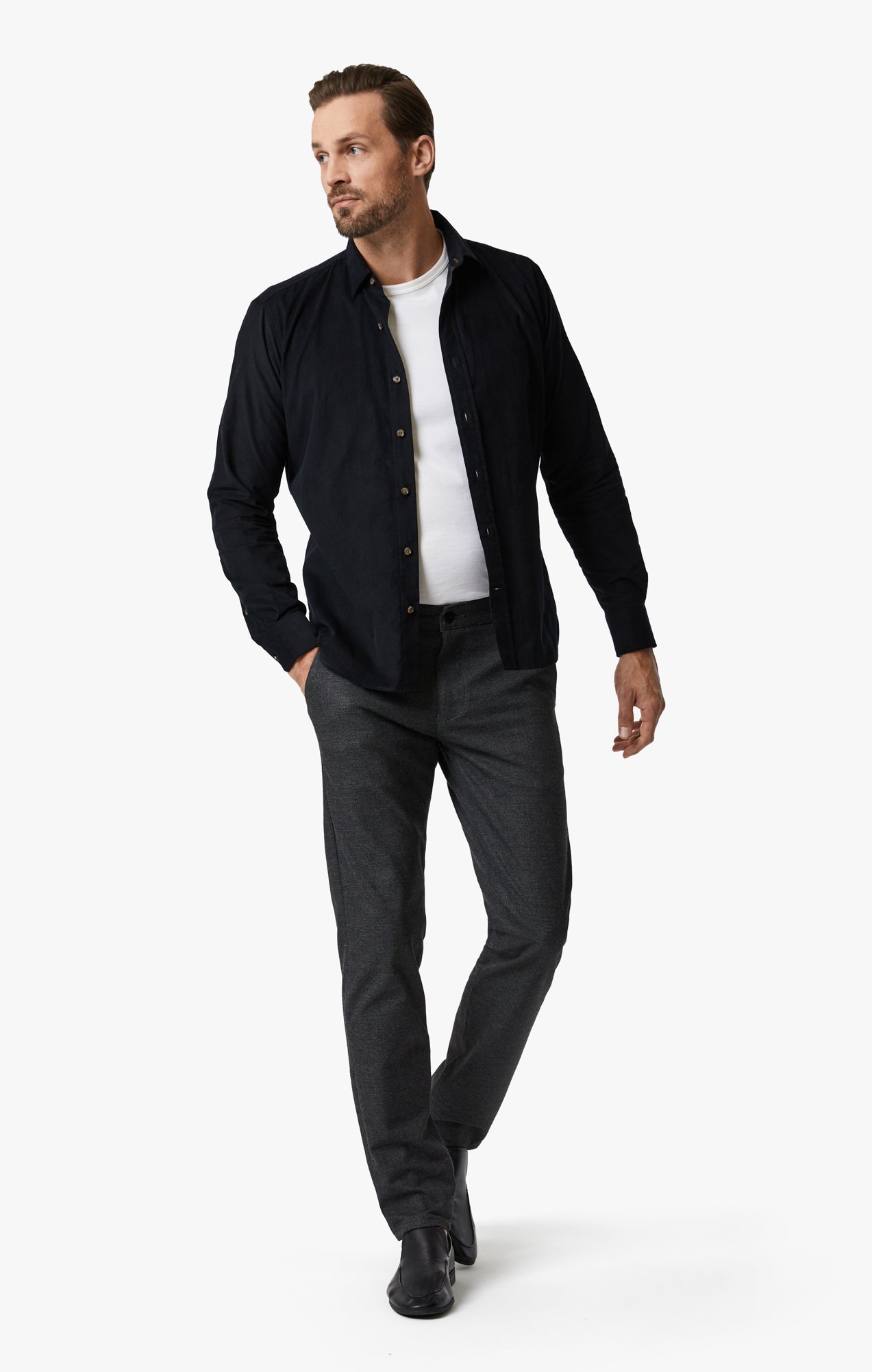 Verona Straight Leg Chino Pants In Smoke Elite Check