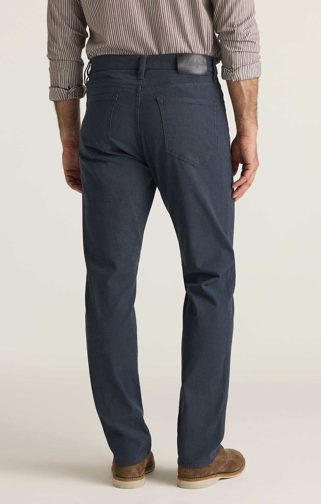 Charisma Relaxed Straight Pants in Navy Herringbone