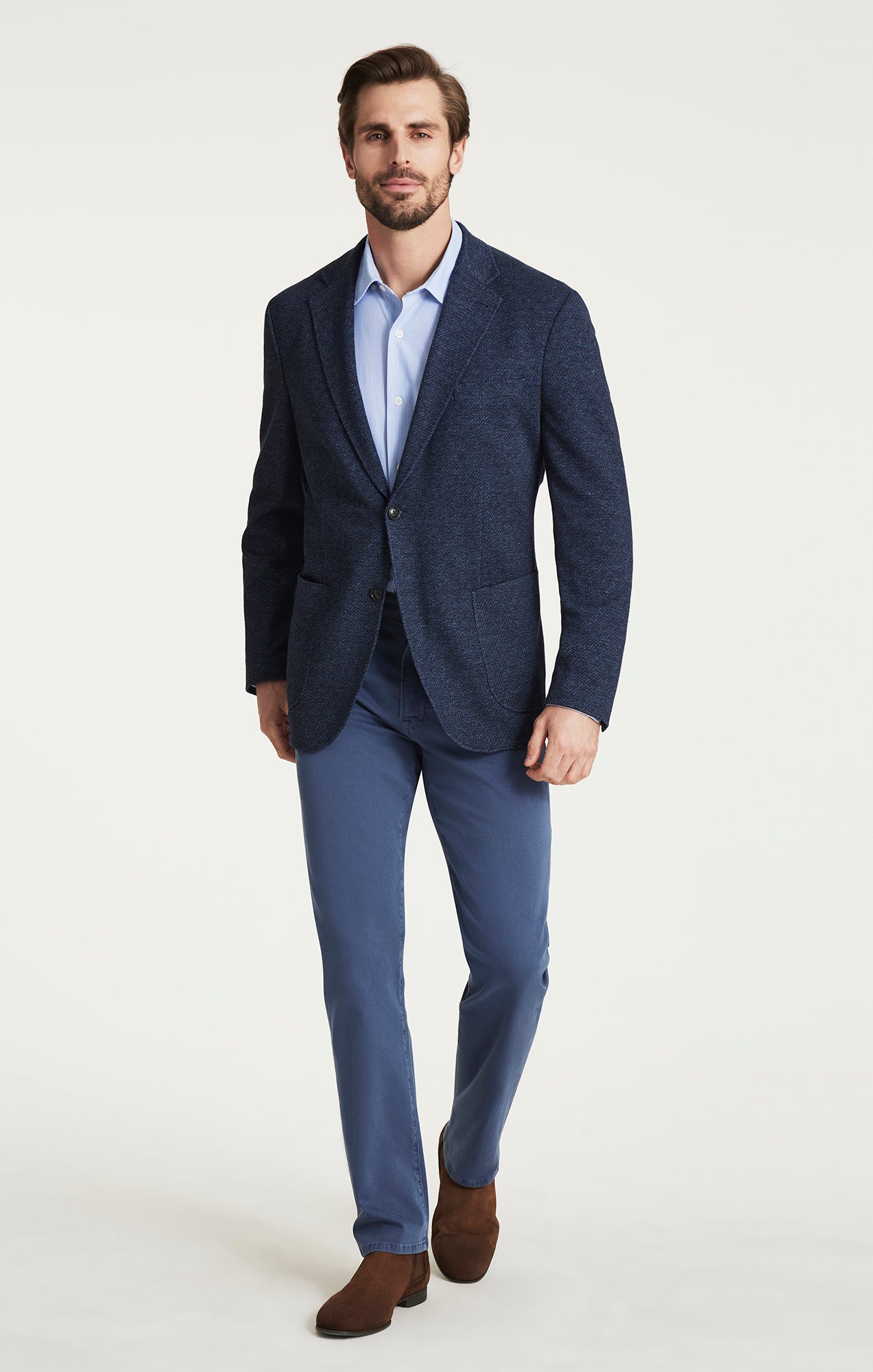 Twill Knit Blazer in Dark Navy