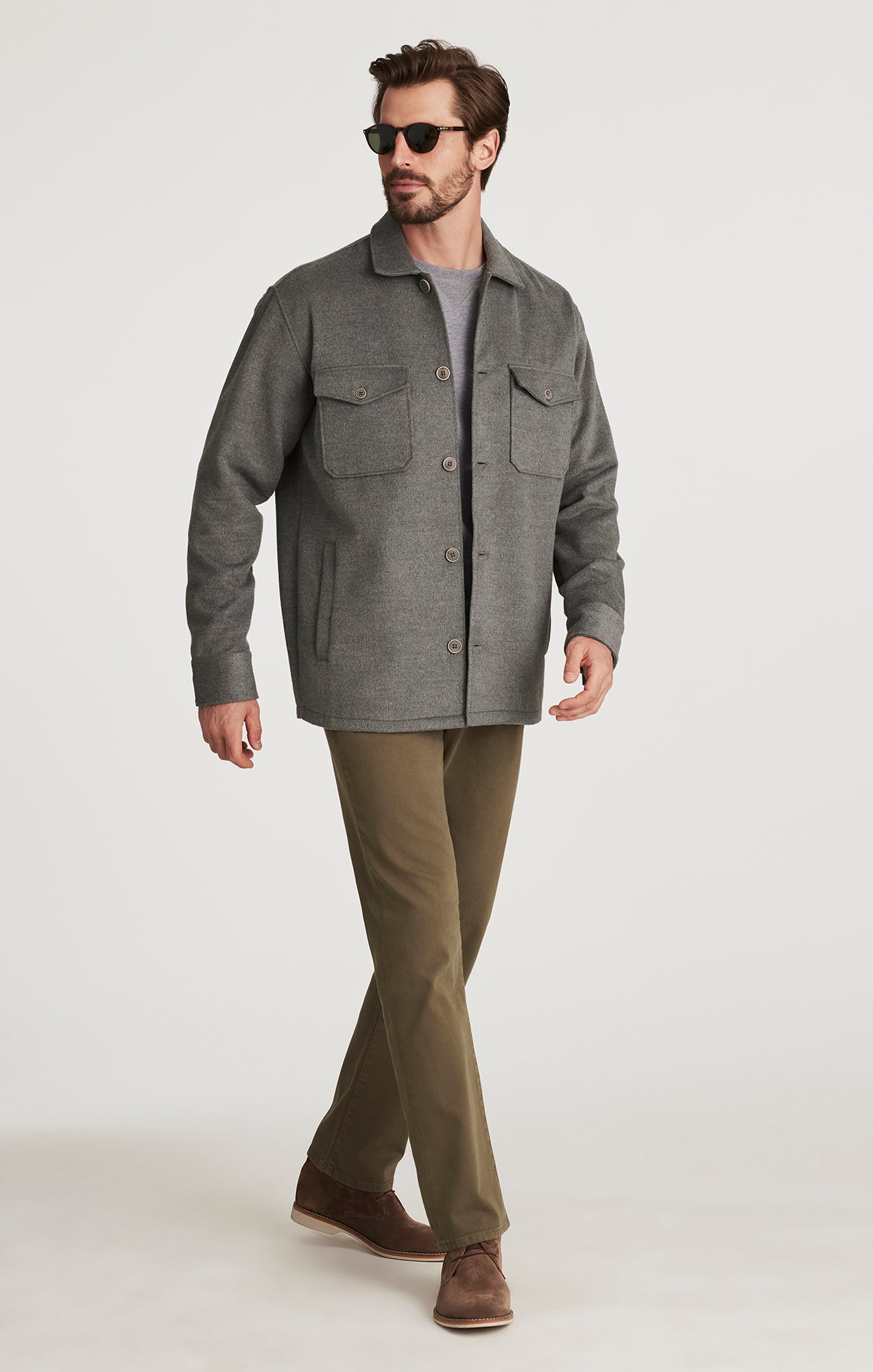 Button Down Overshirt in Grey