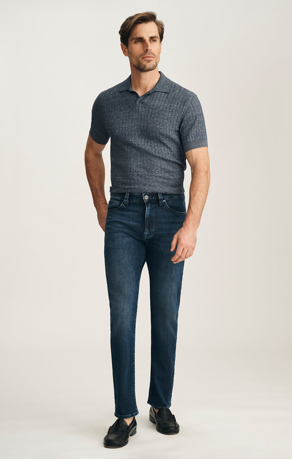 Courage Straight Leg Jeans In Deep Brushed Aerodenim
