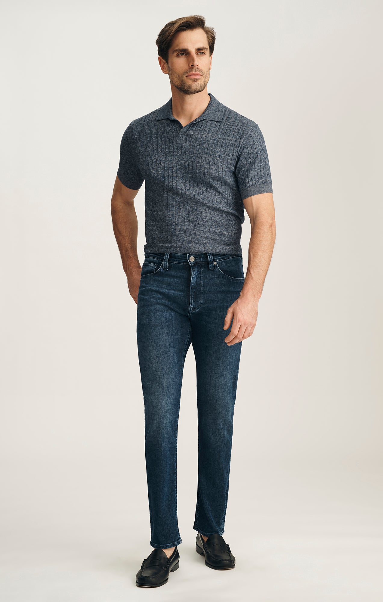 Courage Straight Leg Jeans In Deep Brushed Aerodenim