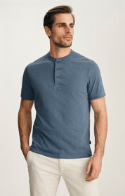 Slub Henley T-Shirt In Vintage Indigo