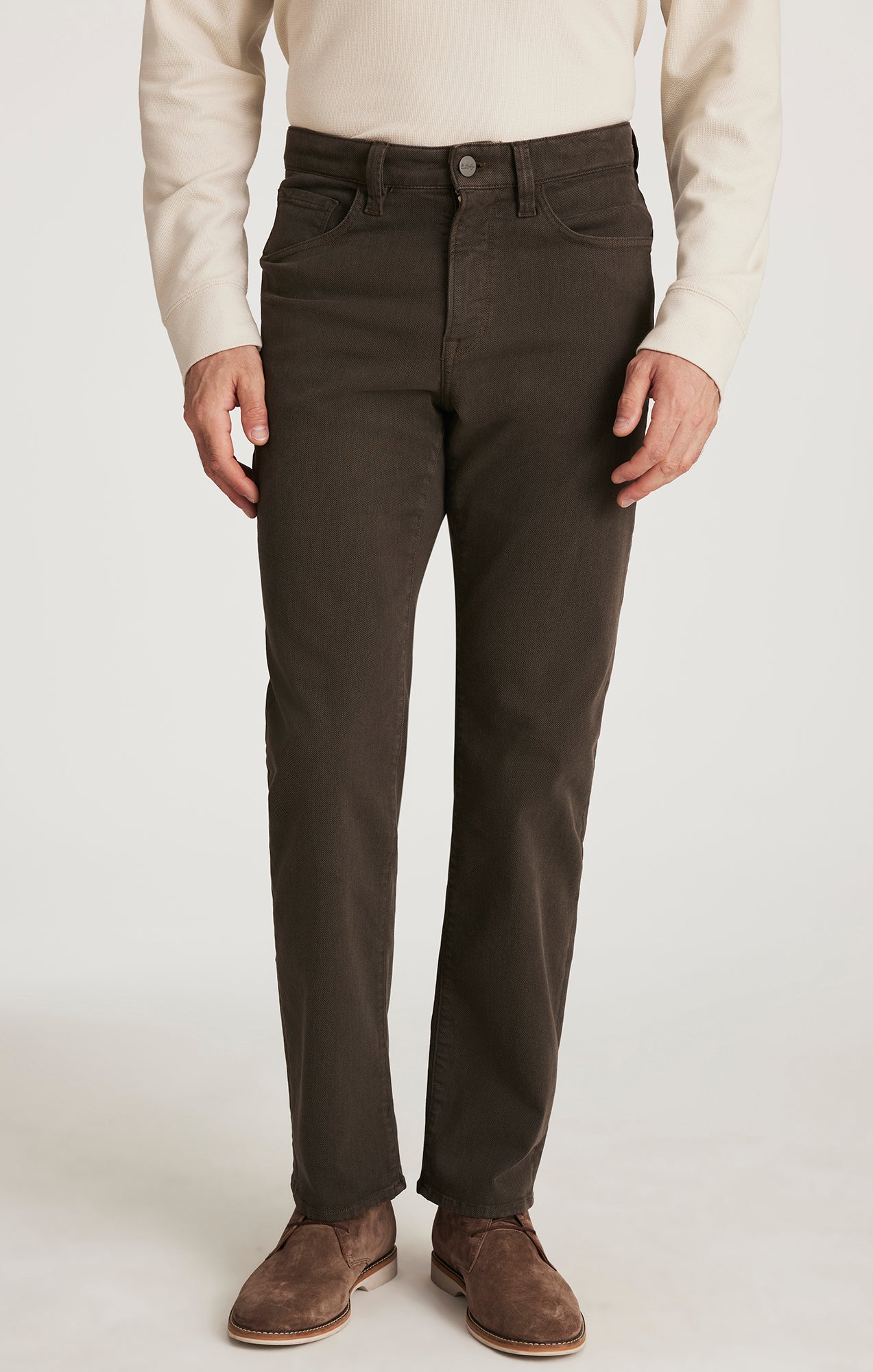 Charisma Relaxed Straight Pants in Brown Diagonal