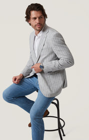 Matteo Checked Blazer in Grey Melange