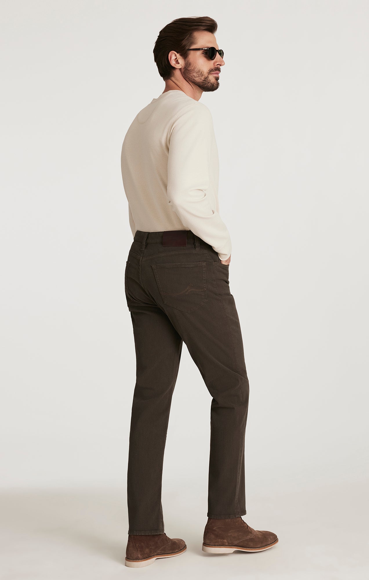 Charisma Relaxed Straight Pants in Brown Diagonal