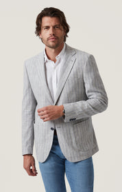 Matteo Checked Blazer in Grey Melange