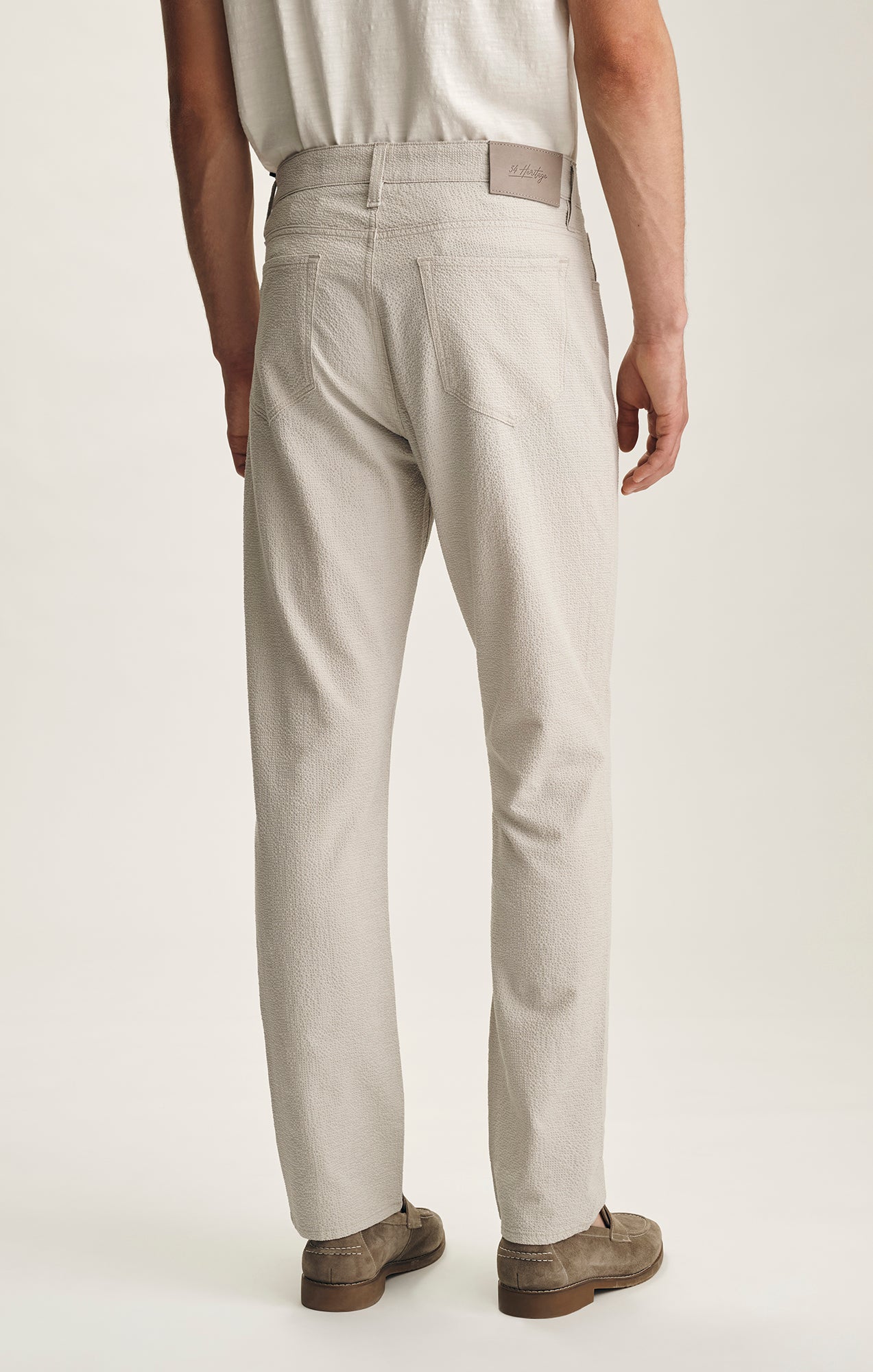 Courage Straight Leg Pants In Stone Seersucker