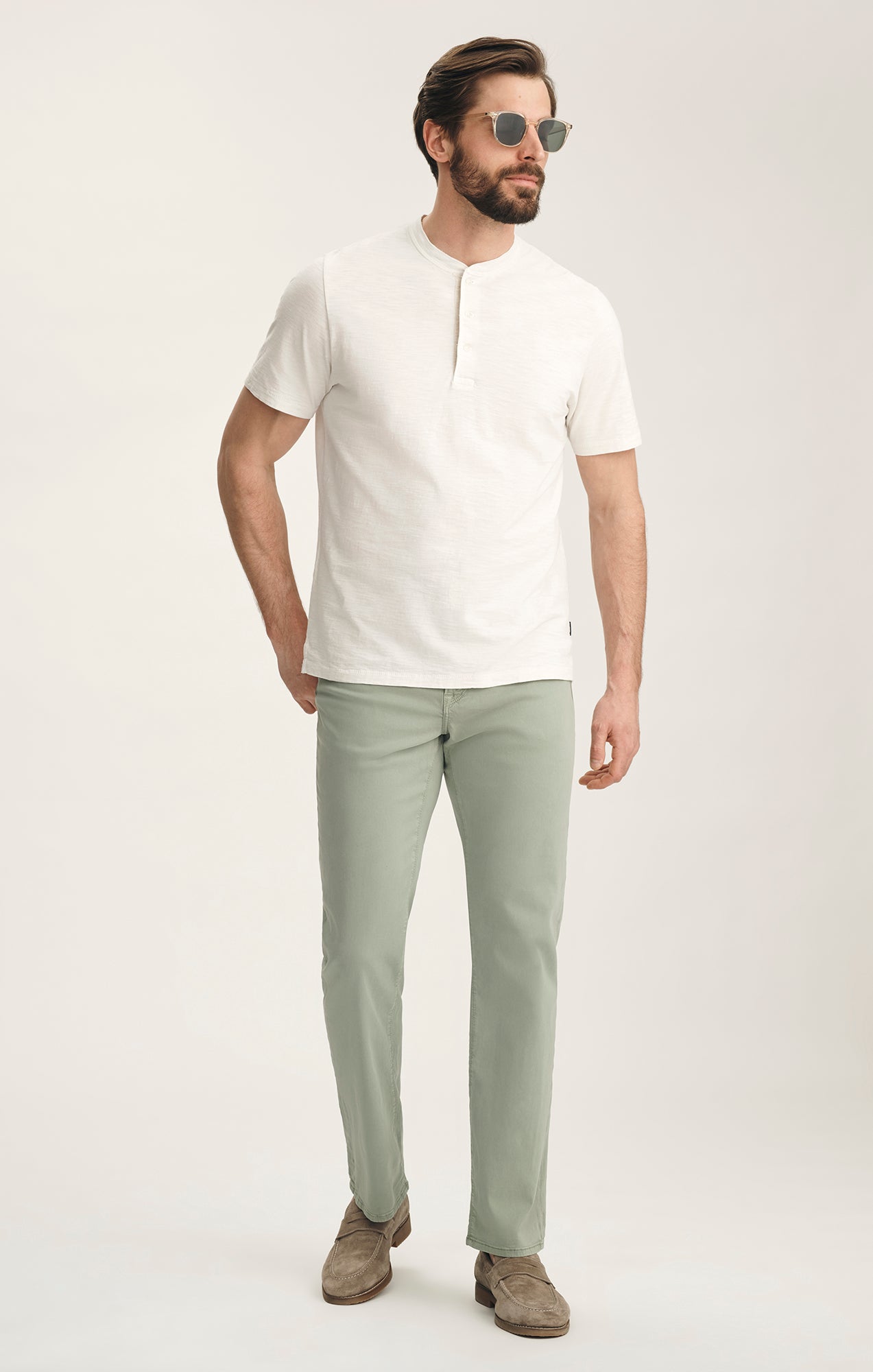 Charisma Relaxed Straight Pants In Iceberg Green Twill