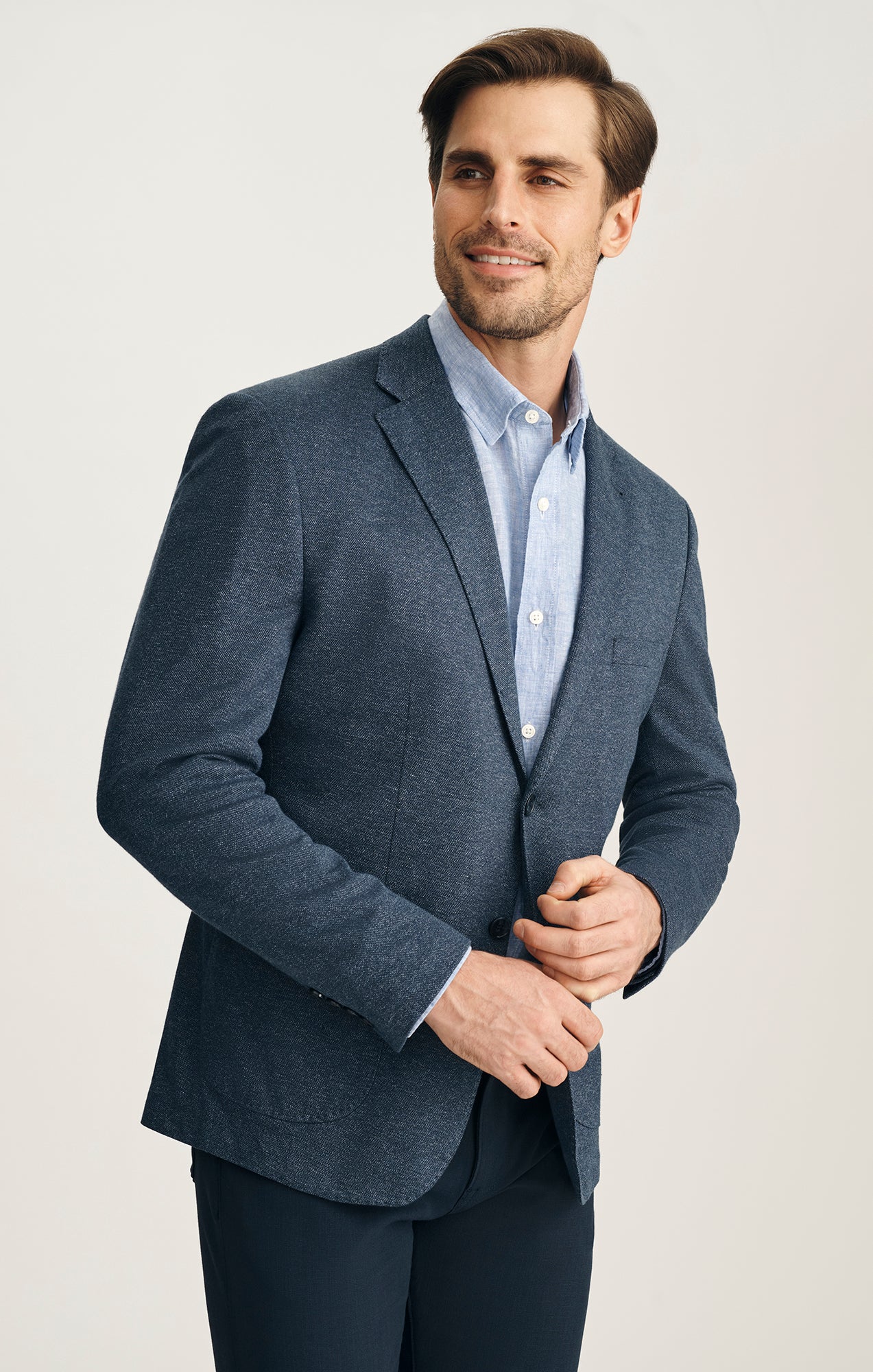 Matteo Melange Blazer In Navy