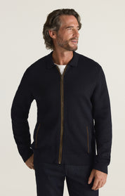 Zip Up Cardigan in Navy