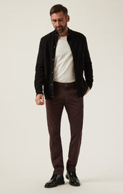 Verona Slim Leg Chino Pants in Burgundy High Flyer