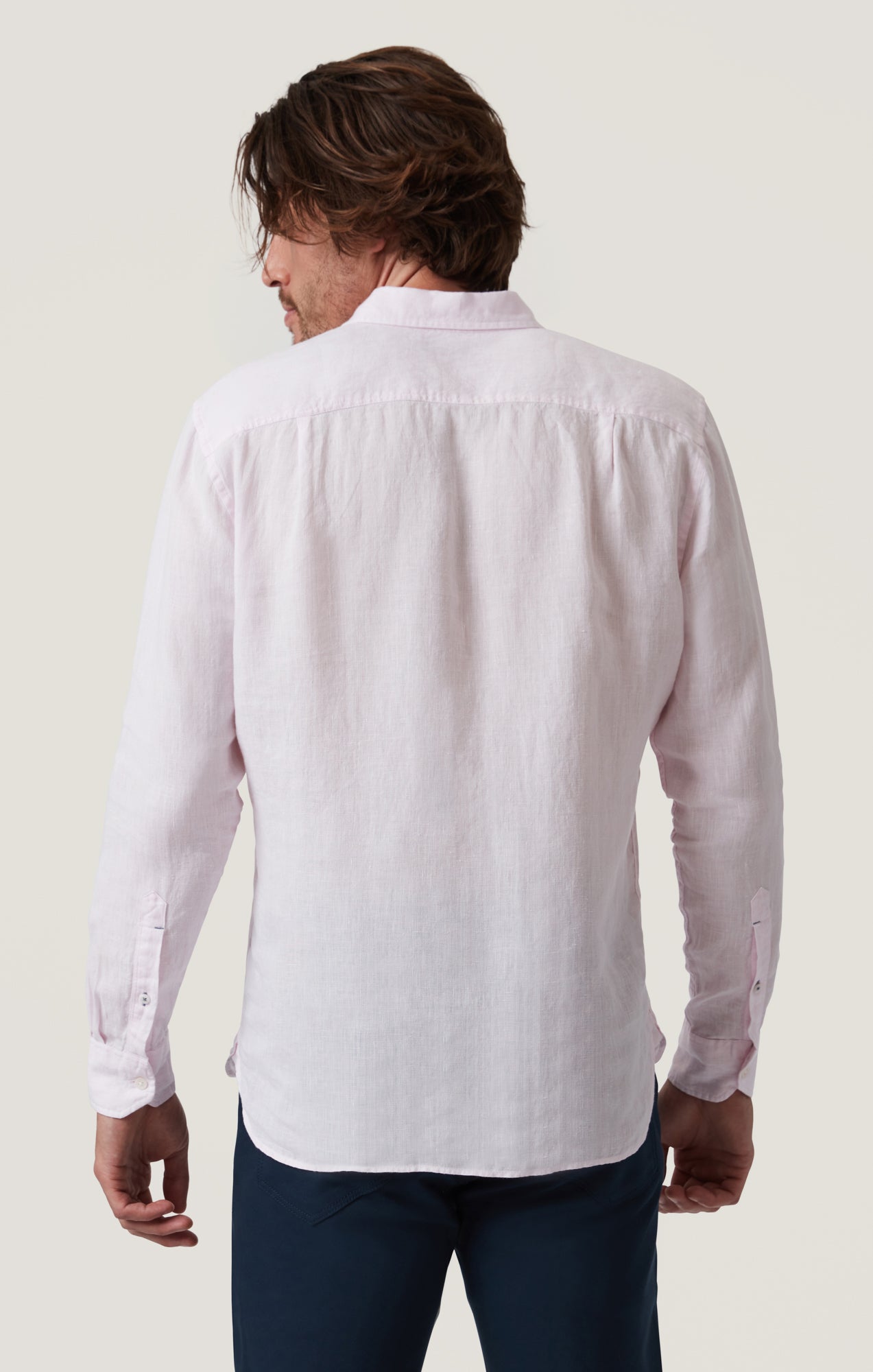 34 Heritage Men's Linen Chambray Shirt in Pink