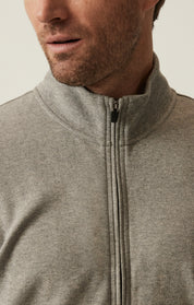 High Neck Zip-Up Sweatshirt In Grey Melange