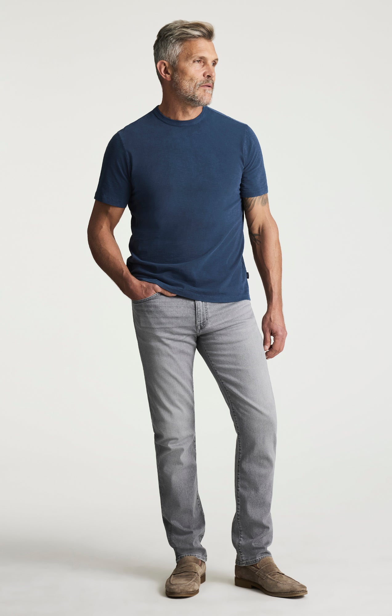 Slub Crew Neck T-shirt In Vintage Indigo